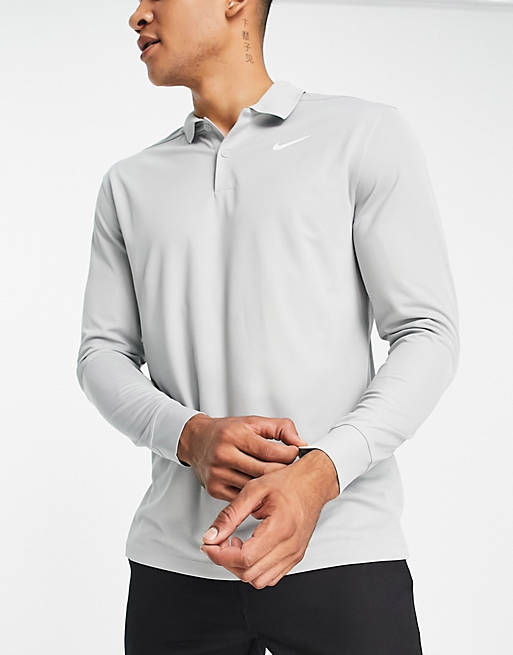 reducir Estresante cortar Polo gris de manga larga de tejido Dri-FIT Victory de Nike Golf | ASOS