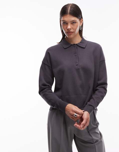 Polo gris estructurado de punto de ASOS DESIGN - view 1
