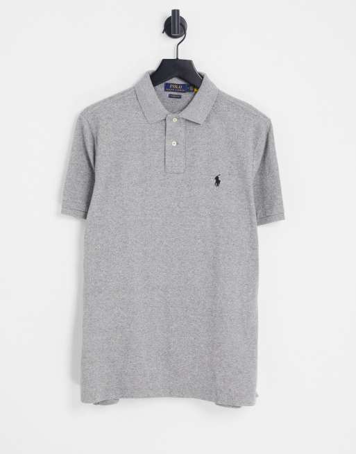 Polo gris extragrande con logo de caballo de piqué de Polo Ralph Lauren