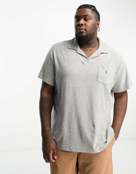Polo gris jaspeado con bolsillo y logo de tejido de rizo de algodón de Polo Ralph Lauren Big & Tall - view 1