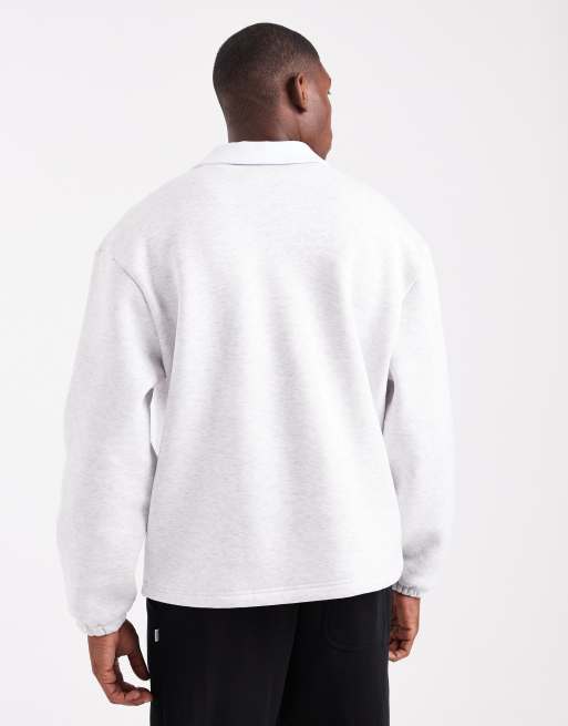 Polo gris jaspeado extragrande con solapas en contraste de ASOS DESIGN, 3 de 5