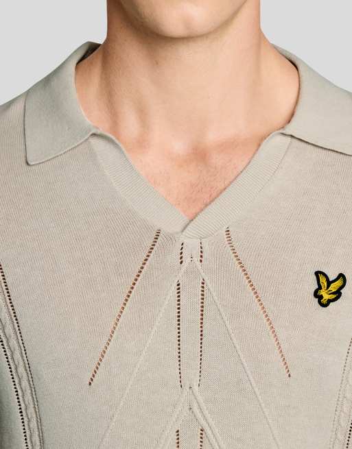 Polo gris paloma w870 con patrón de rombos de punto medio de Lyle & Scott, 2 de 5