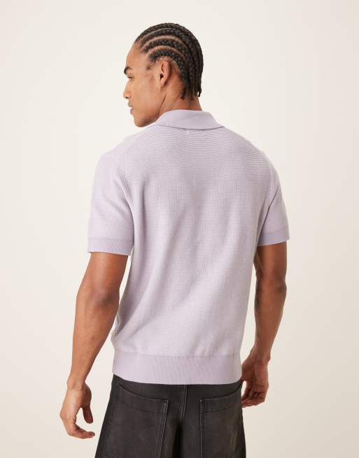 Polo lila de manga corta con logo de punto Birch de Farah, 3 de 5
