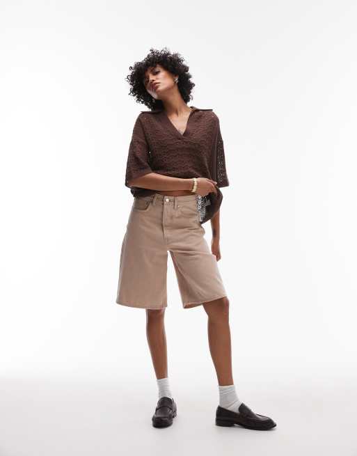 Polo marrón chocolate de punto calado de Topshop, 4 de 4