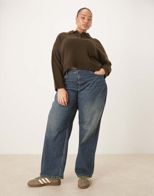 Polo marrón chocolate de punto de ASOS DESIGN Curve, 3 de 4