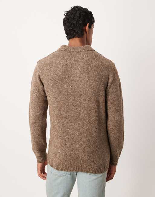 Polo marrón de manga larga con muesca en el cuello de punto de ASOS DESIGN, 3 de 5