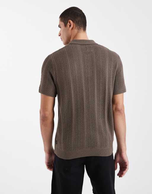Polo marrón de punto grueso de Jack & Jones Premium, 3 de 5