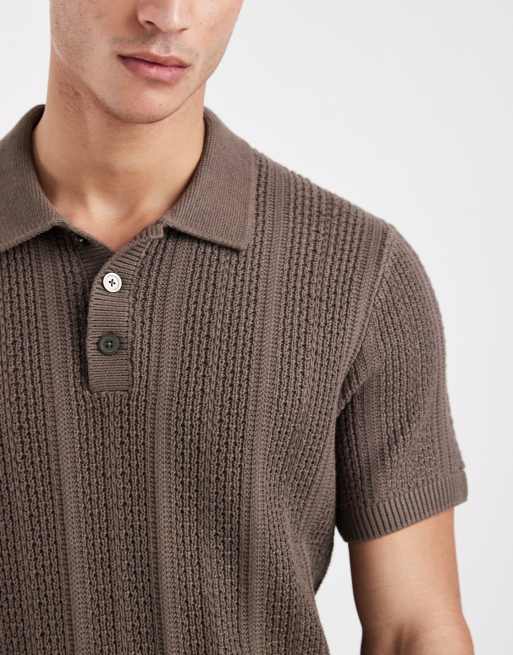 Polo marrón de punto grueso de Jack & Jones Premium, 5 de 5