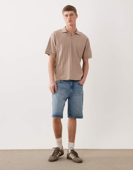 Polo marrón holgado con cuello de solapas de canalé ancho de ASOS DESIGN, 4 de 5