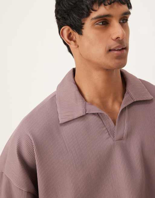 Polo morado lavado plisados de corte cuadrado extragrande con hombros caídos de ASOS DESIGN , 4 de 4