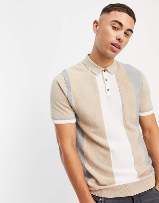 Polo multicolor con diseño a rayas y acabado jaspeado de Topman