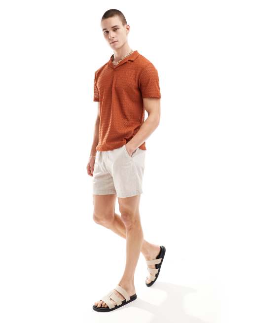 Polo naranja de croché texturizado de ASOS DESIGN, 2 de 4