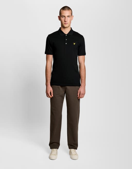 Polo negro azabache z865 de manga corta de punto liso de Lyle & Scott, 2 de 7