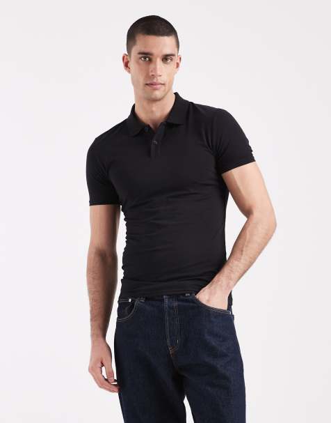 Polo negro básico ajustado de ASOS DESIGN - view 1