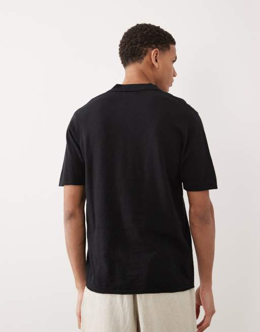 Polo negro con cuello abierto de punto de Jack & Jones, 3 de 5