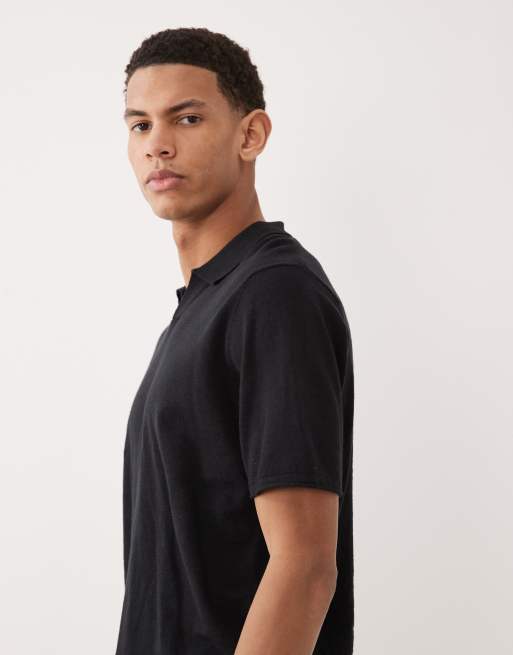 Polo negro con cuello abierto de punto de Jack & Jones, 4 de 5