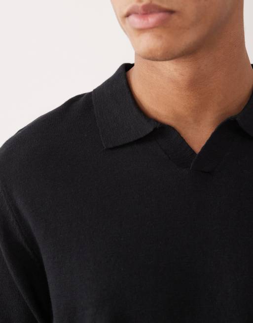 Polo negro con cuello abierto de punto de Jack & Jones, 5 de 5