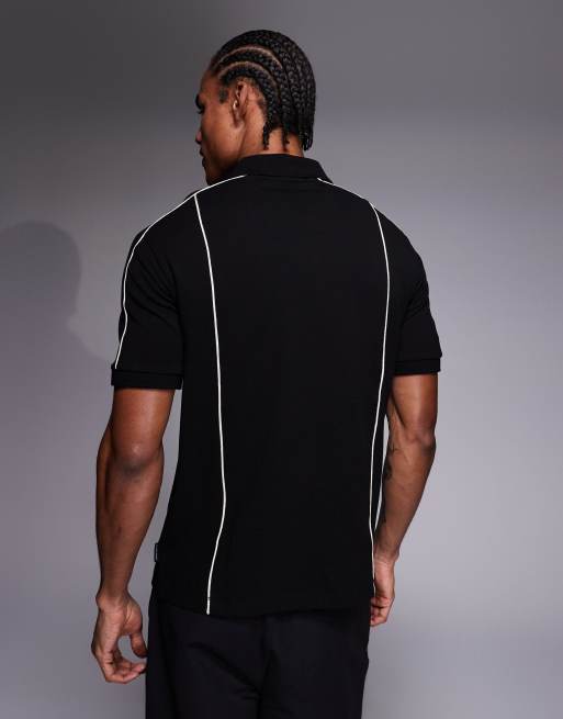 Polo negro con logo en contraste de Armani Exchange, 3 de 5