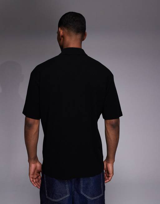 Polo negro con logo en el mismo tono en el pecho Diffys de HUGO Red, 3 de 5