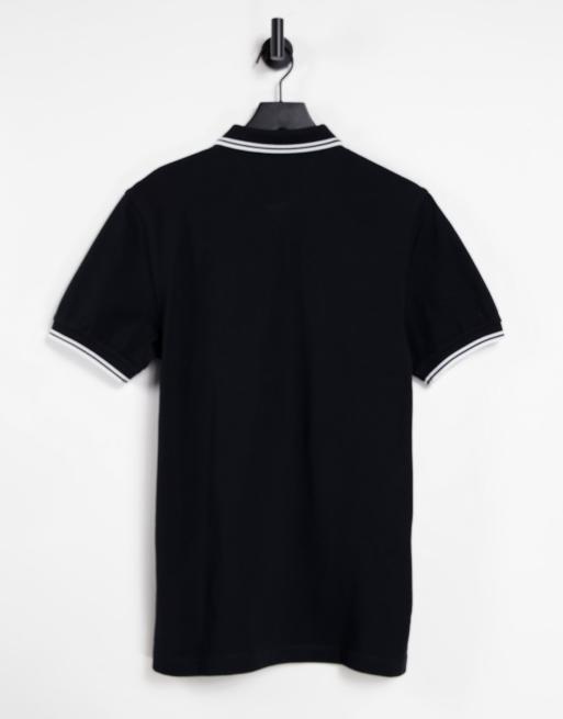 Polo negro con logo y dos rayas de Fred Perry, 2 de 4