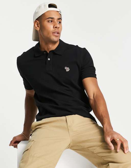 Polo Negro De Corte Estándar Con Detalle De Cebra De Ps Paul Smith Asos