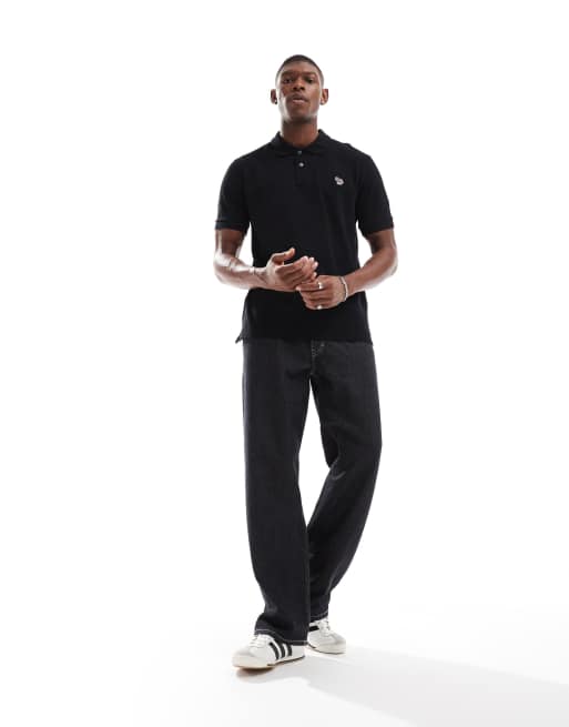 Polo negro de corte estándar y manga corta con logo de PS Paul Smith, 3 de 4