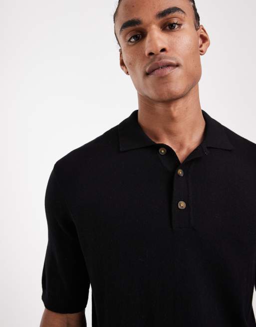 Polo negro de manga corta de punto de ONLY & SONS, 5 de 5