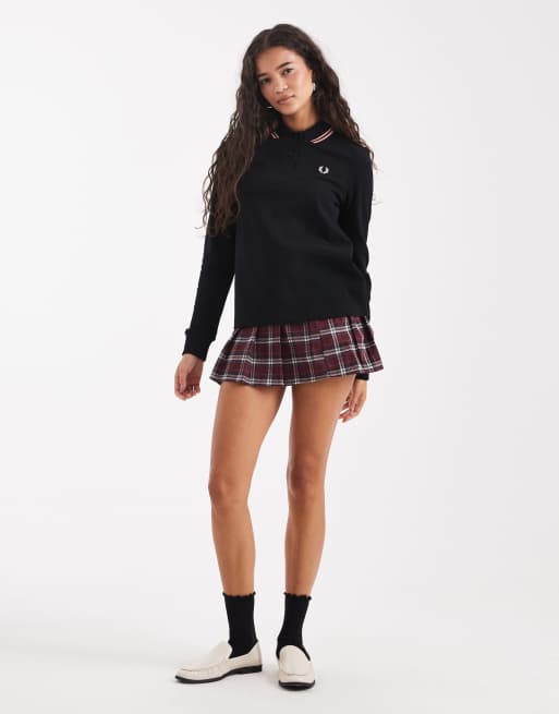 Polo negro de manga larga co ribetes de Fred Perry, 3 de 4