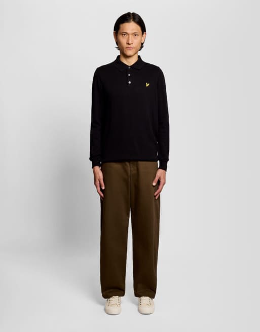 Polo negro de manga larga de punto de algodón y lana de merino de Lyle & Scott , 5 de 7