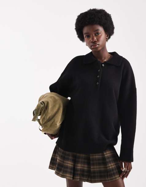 Polo negro de punto compacto de ASOS DESIGN - view 1