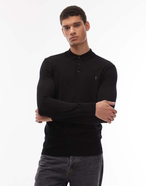 Polo negro de punto de lana de merino de AllSaints - view 1