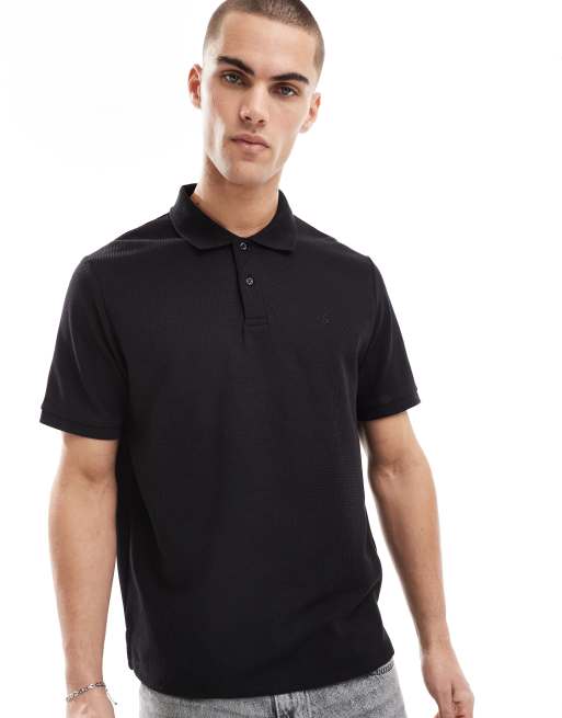 Polo negro de punto gofrado texturizado de Jack & Jones, 4 de 4