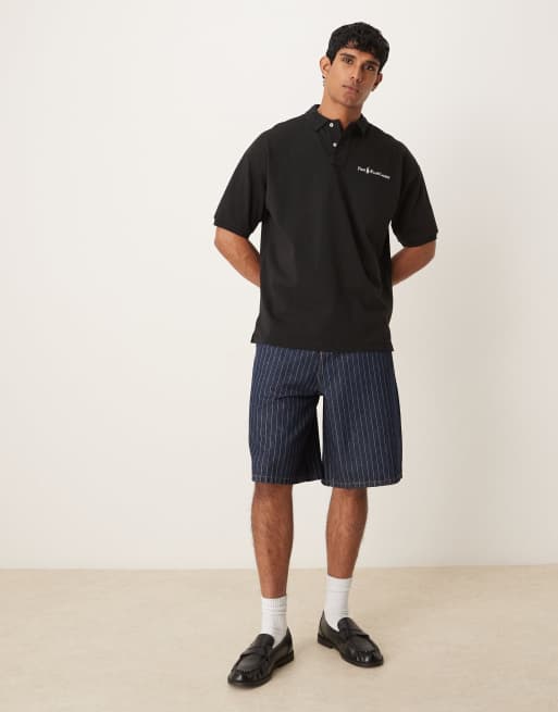 Polo negro holgado con logo de texto e icono de punto liso de Polo Ralph Lauren, 3 de 4