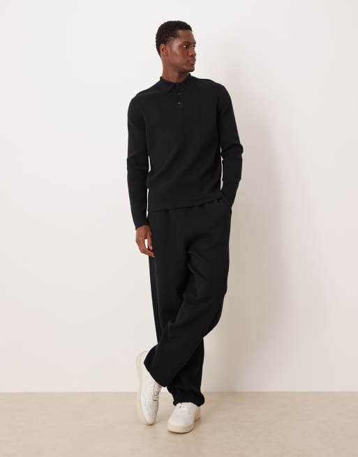 Polo negro holgado de punto compacto de ASOS DESIGN, 2 de 5