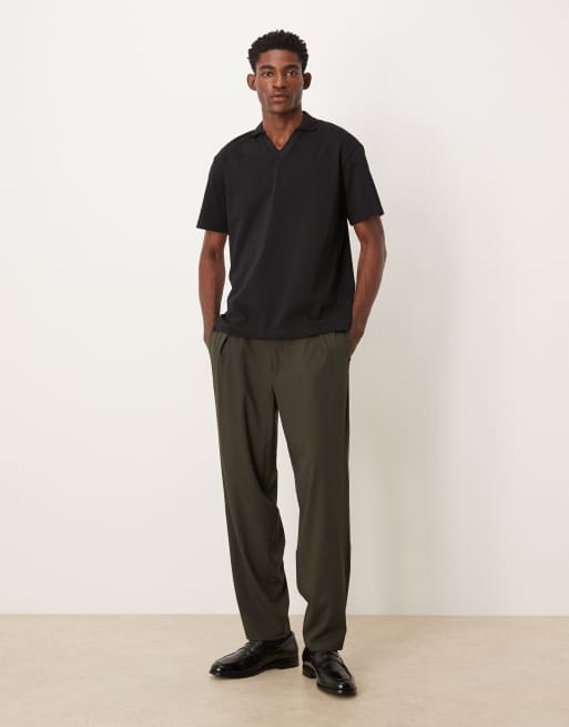 Polo negro holgado de tejido grueso de ASOS DESIGN , 2 de 5