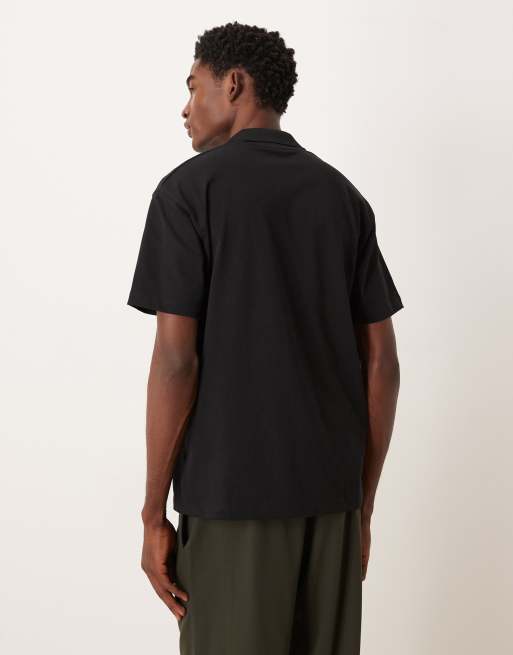 Polo negro holgado de tejido grueso de ASOS DESIGN , 3 de 5