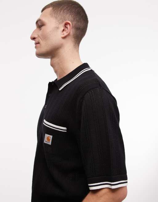 Polo negro lavado de punto Ramsey de Carhartt WIP, 4 de 5