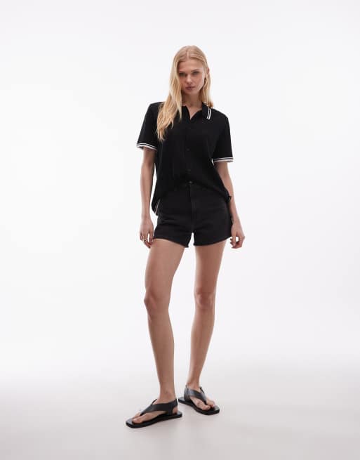 Polo negro lavado de punto Ramsey de Carhartt WIP, 2 de 4