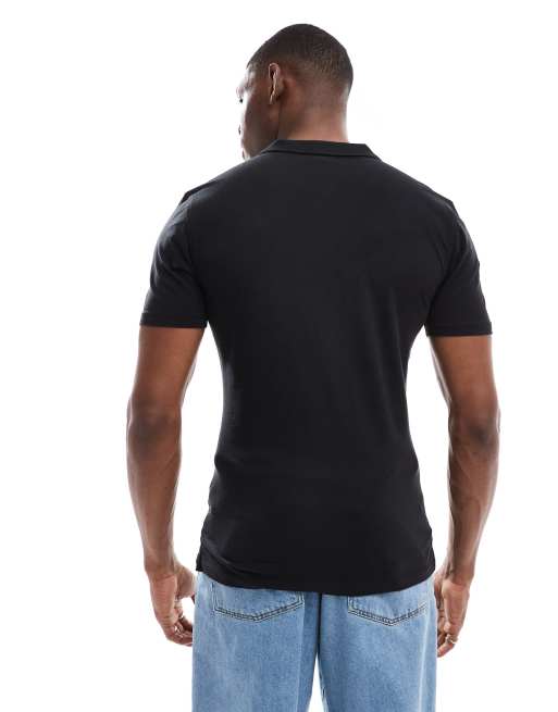 Polo negro liso ajustado de New Look, 4 de 4