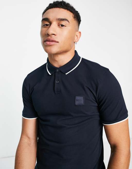 Polo negro Passertip de BOSS Orange