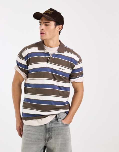 Polo negro y azul a rayas de manga corta de Hollister - view 1