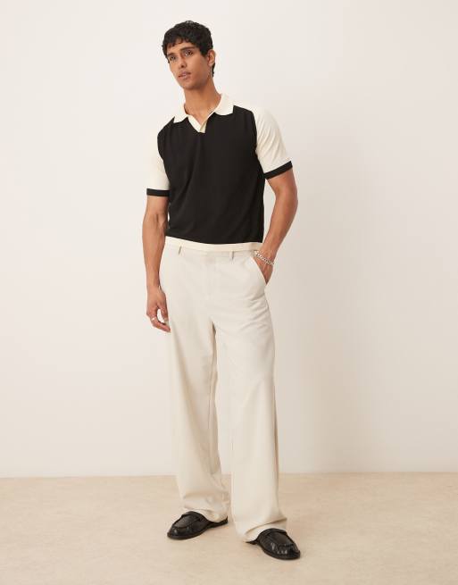 Polo negro y blanco holgado de punto premium de ASOS DESIGN, 4 de 4