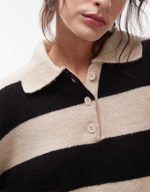 Polo negro y color avena de punto de Topshop, 3 de 4