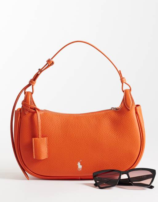 Polo Ralph Lauen polo play leather shoulder bag in sunset orange , 2 of 4