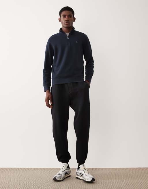 Polo Ralph Lauren 1/4 zip  icon logo double knit sweatshirt in navy, 2 of 5