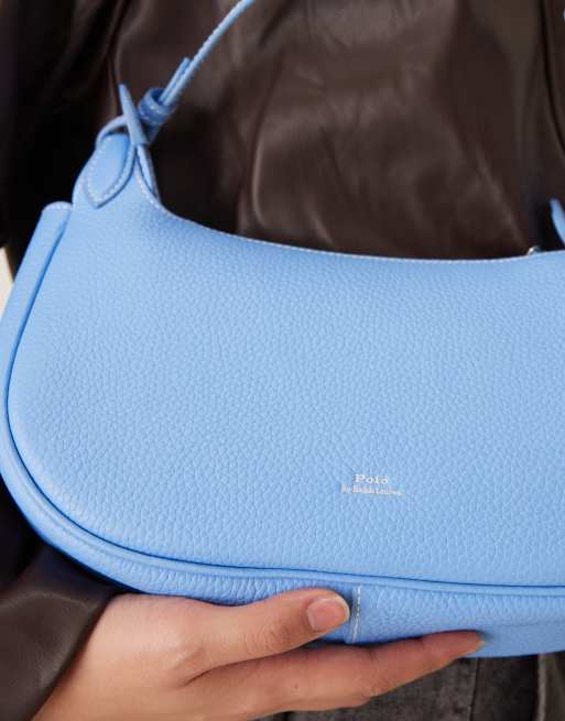 Polo Ralph Lauren 100% leather sling shoulder bag in light blue, 3 of 4