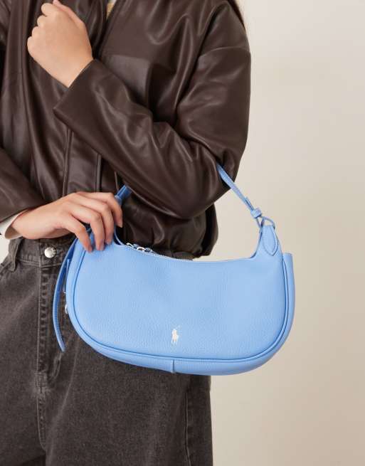 Polo Ralph Lauren 100% leather sling shoulder bag in light blue, 4 of 4