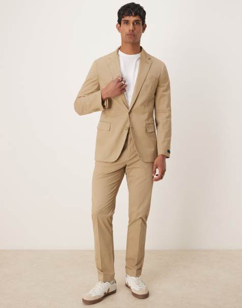 Polo Ralph Lauren 2 button cotton stretch chino blazer and troucer in tan co-ord - view 1