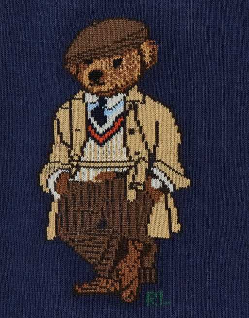 Polo Ralph Lauren 2 pack bear socks in navy and cream, 3 of 4