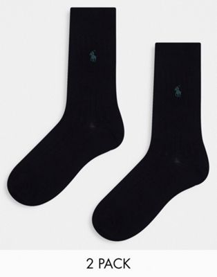 Polo Ralph Lauren 2 pack egyptian cotton rib socks in black